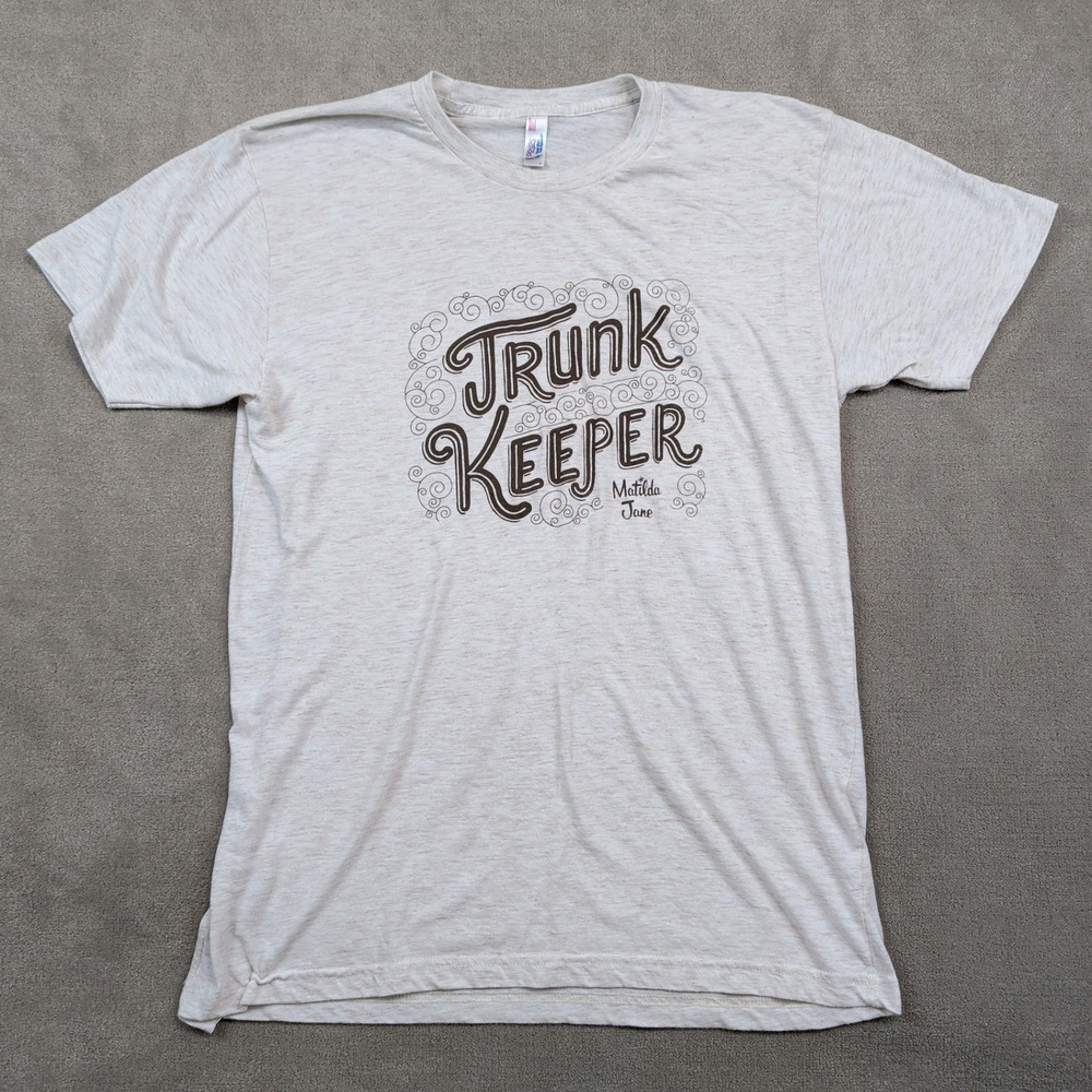 Matilda Jane Trunk Keeper Graphic Tee Large Oatmeal Heathered Short Sleeve USA